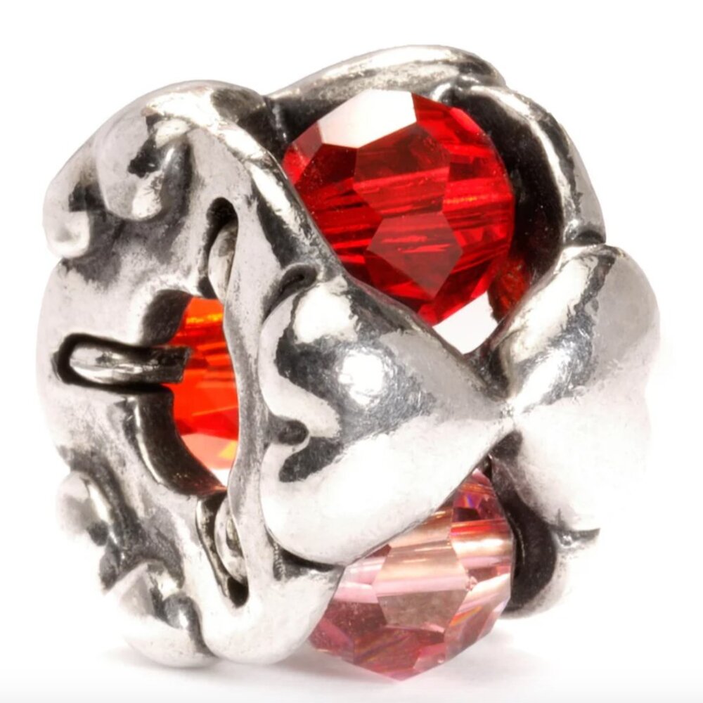 Authentic Trollbeads Sterling Silver "Valentine" Swarovski Crystal Charm Retired